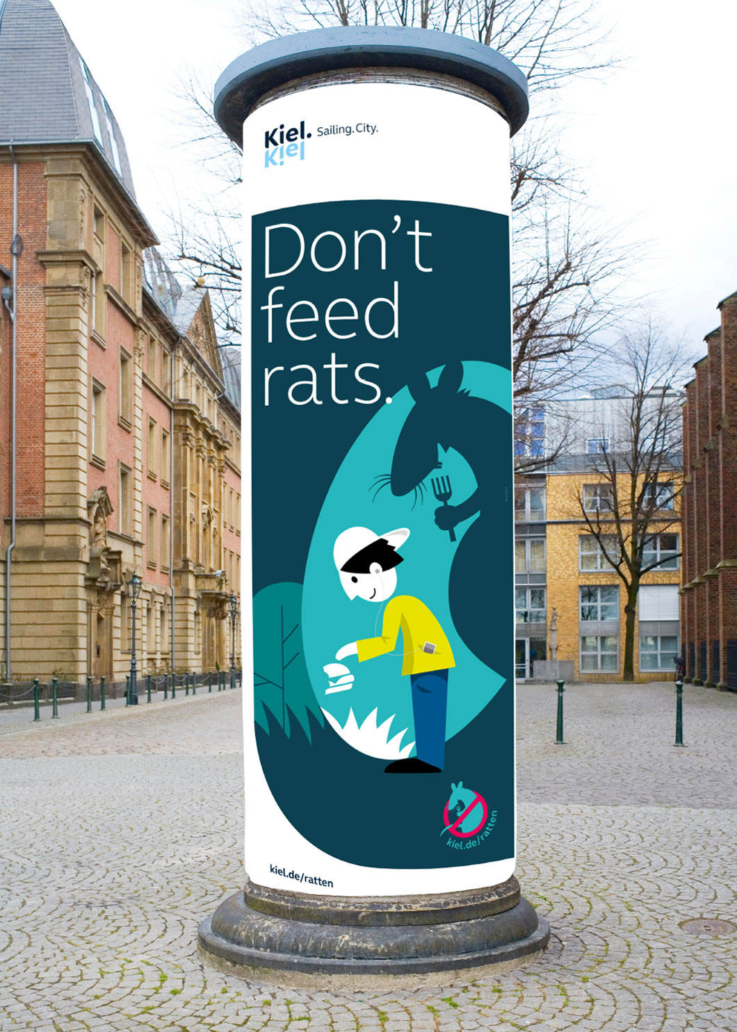 Plakat Litfaßsäule Kiel Rattenkampagne