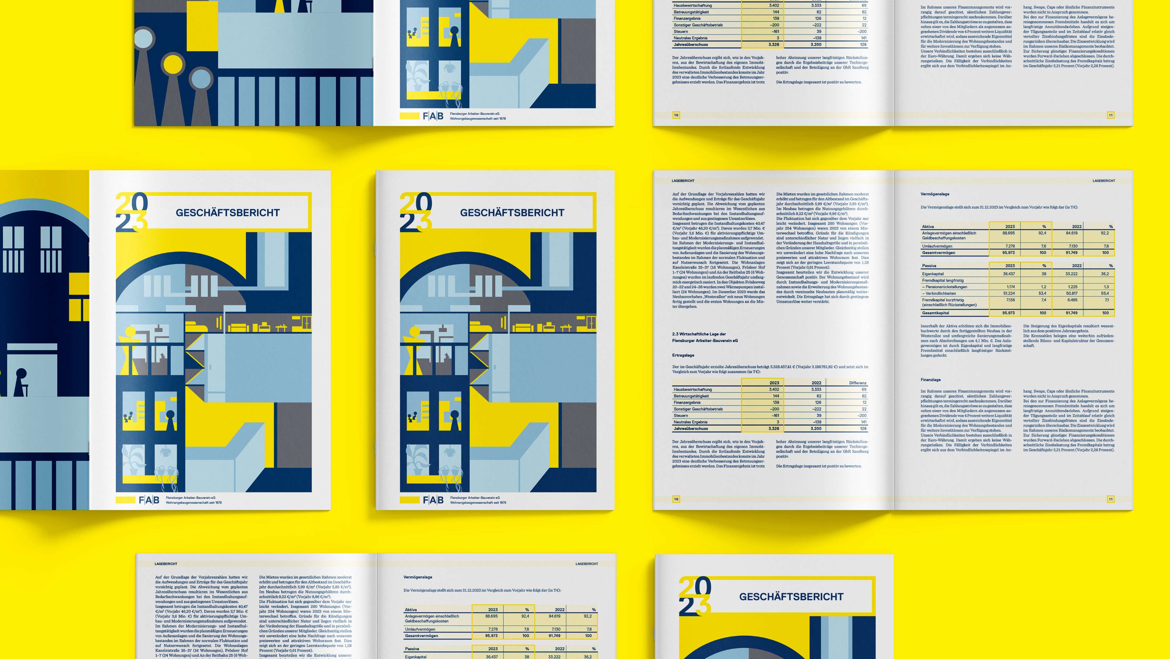 Der FAB-Geschäftsbericht 2023 geöffnet und geschlossen.