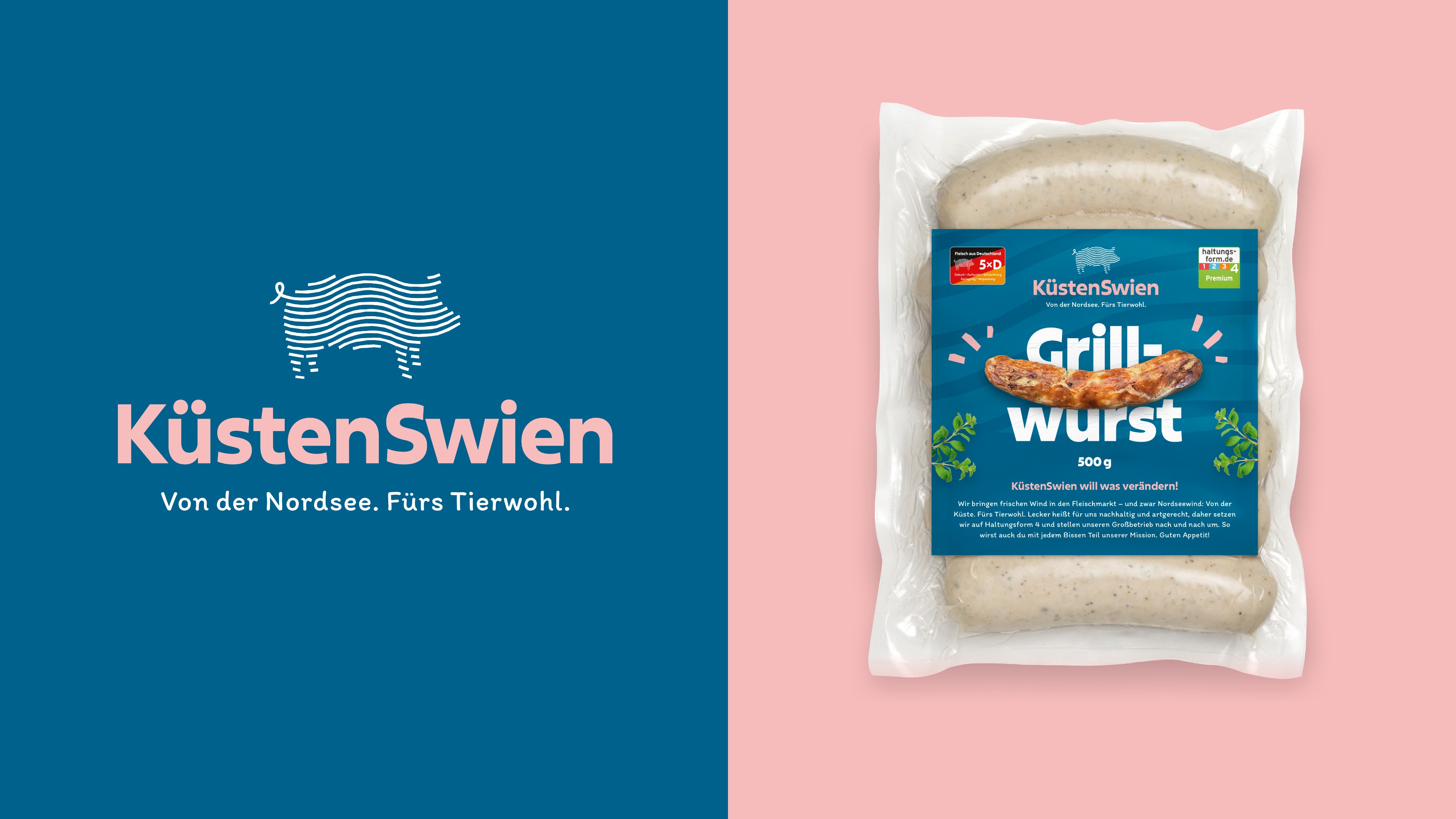 Verpackte Grillwurst von KüstenSwien: Von der Nordsee. Fürs Tierwohl.