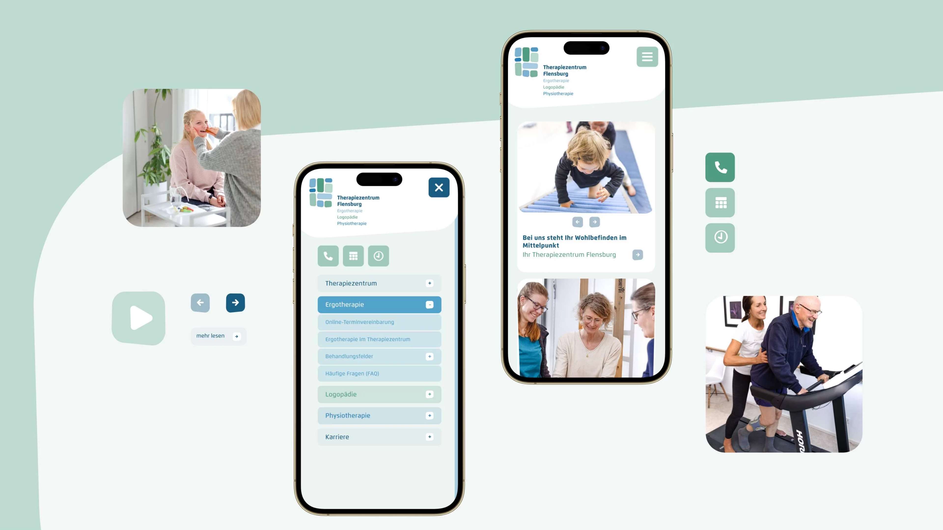 Die neue Webseite des Therapiezentrums Flensburg in der mobilen Ansicht