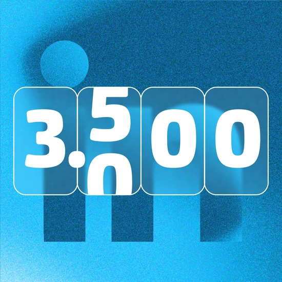 Neue LinkedIn-Bestmarke Blaue Grafik mit einer 3500