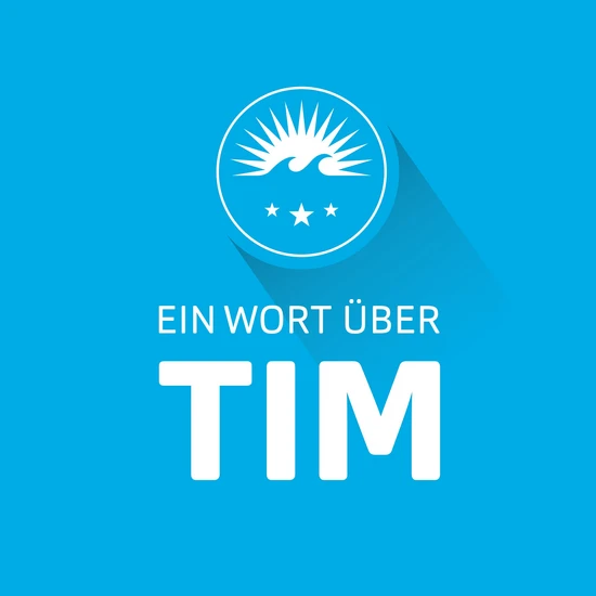 Ein Wort über Tim Blauer Hintergrund, davor in weißer Schrift: Ein Wort über Tim.
