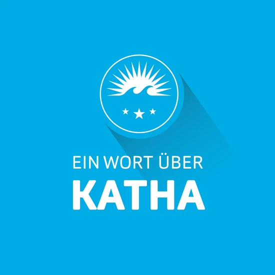 Ein Wort über Katha Blauer Hintergrund mit dem Hochzwei Logo
